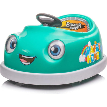 Bumper Car for Kids, 12v Dual Drive 1-6 Years Old Children's Electric Car with Pushrod Dinner Plate USB BT Music Rocking Horse Mode Anti-Collision Bumper Ride on Car