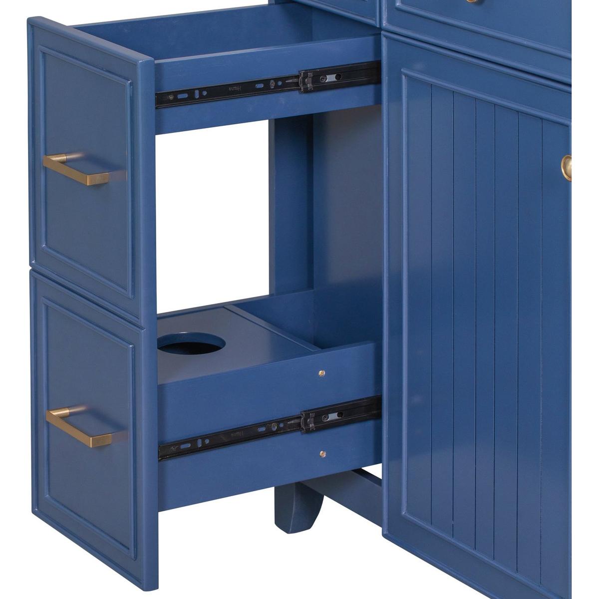 36" Bathroom Vanity Cabinet with Sink Top Combo Set, Navy Blue, Single Sink, Shaker Cabinet with Soft Closing Door and Drawer