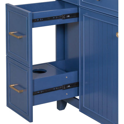 36" Bathroom Vanity Cabinet with Sink Top Combo Set, Navy Blue, Single Sink, Shaker Cabinet with Soft Closing Door and Drawer