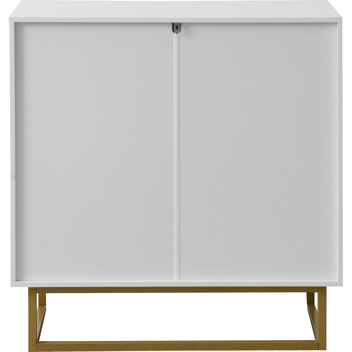 White and Gold Storage Cabinet with 2 Doors, Modern Buffet Sideboard Cabinet, Kitchen Buffet Cabinet with Storage Sideboard Buffet for Living Room