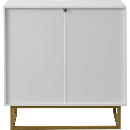 White and Gold Storage Cabinet with 2 Doors, Modern Buffet Sideboard Cabinet, Kitchen Buffet Cabinet with Storage Sideboard Buffet for Living Room