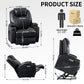 Up to 350lbs Okin Motor Power Lift Recliner Chair for Elderly, Heavy Duty Motion Mechanism with 8-Point Vibration Massage and Lumbar Heating, Two Cup Holders and USB Charge Port, Black