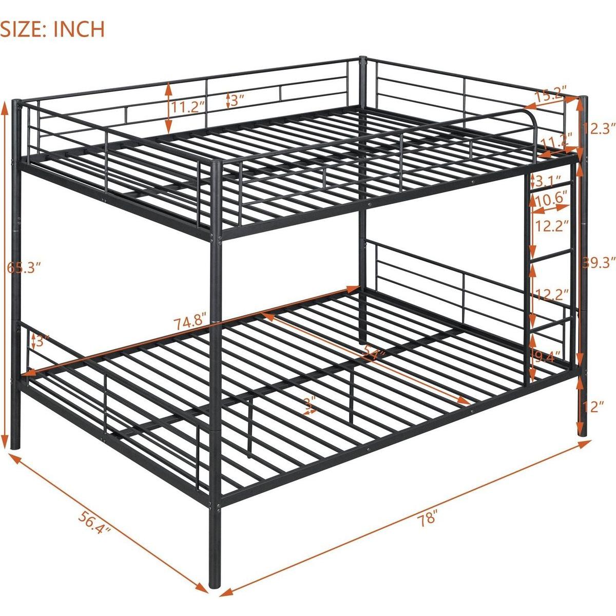 Full Over Full Metal Bunk Bed, Black
