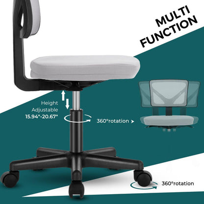 Armless Desk Chair Small Home Office Chair with Lumbar Support