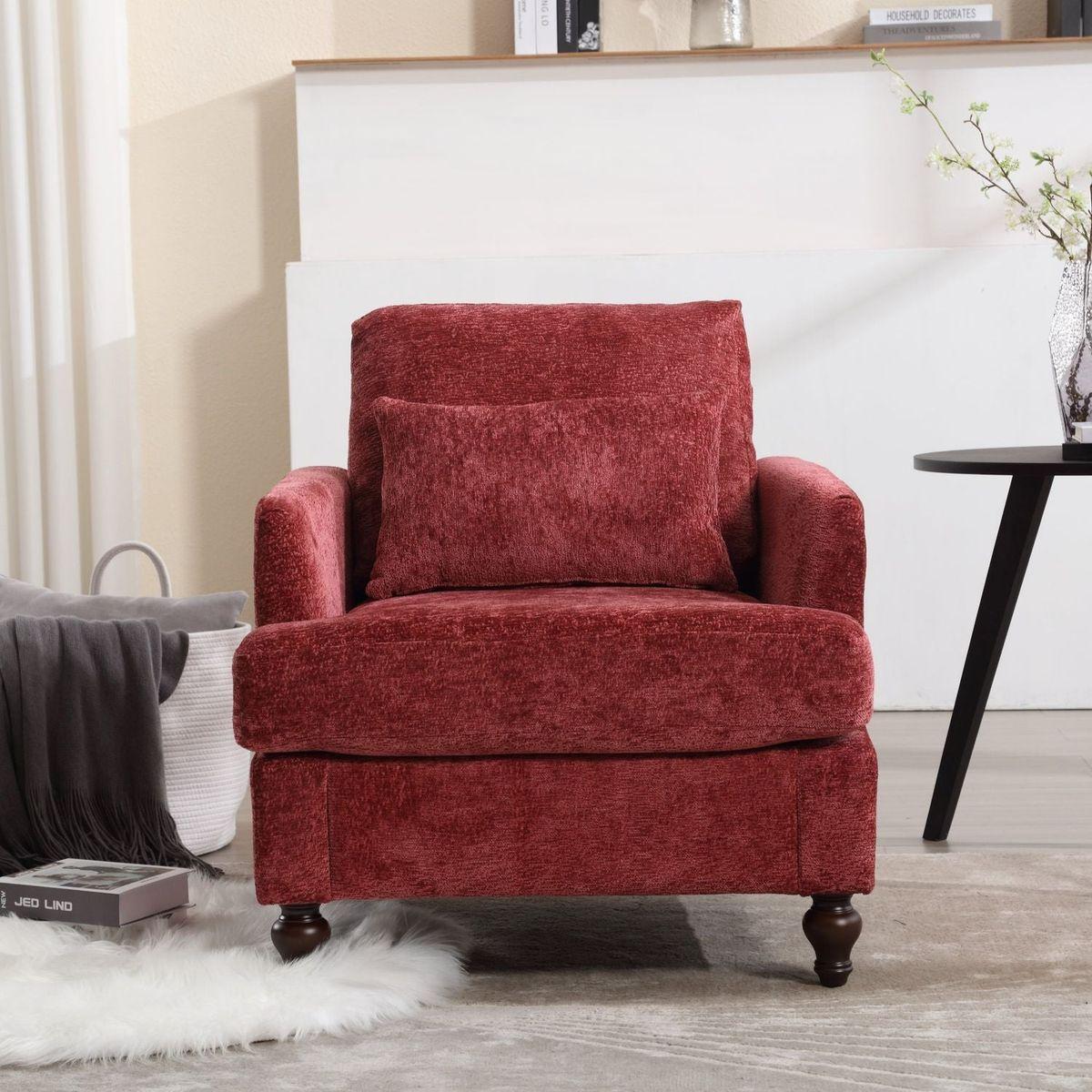 Wood Frame Armchair, Modern Accent Chair Lounge Chair for Living Room