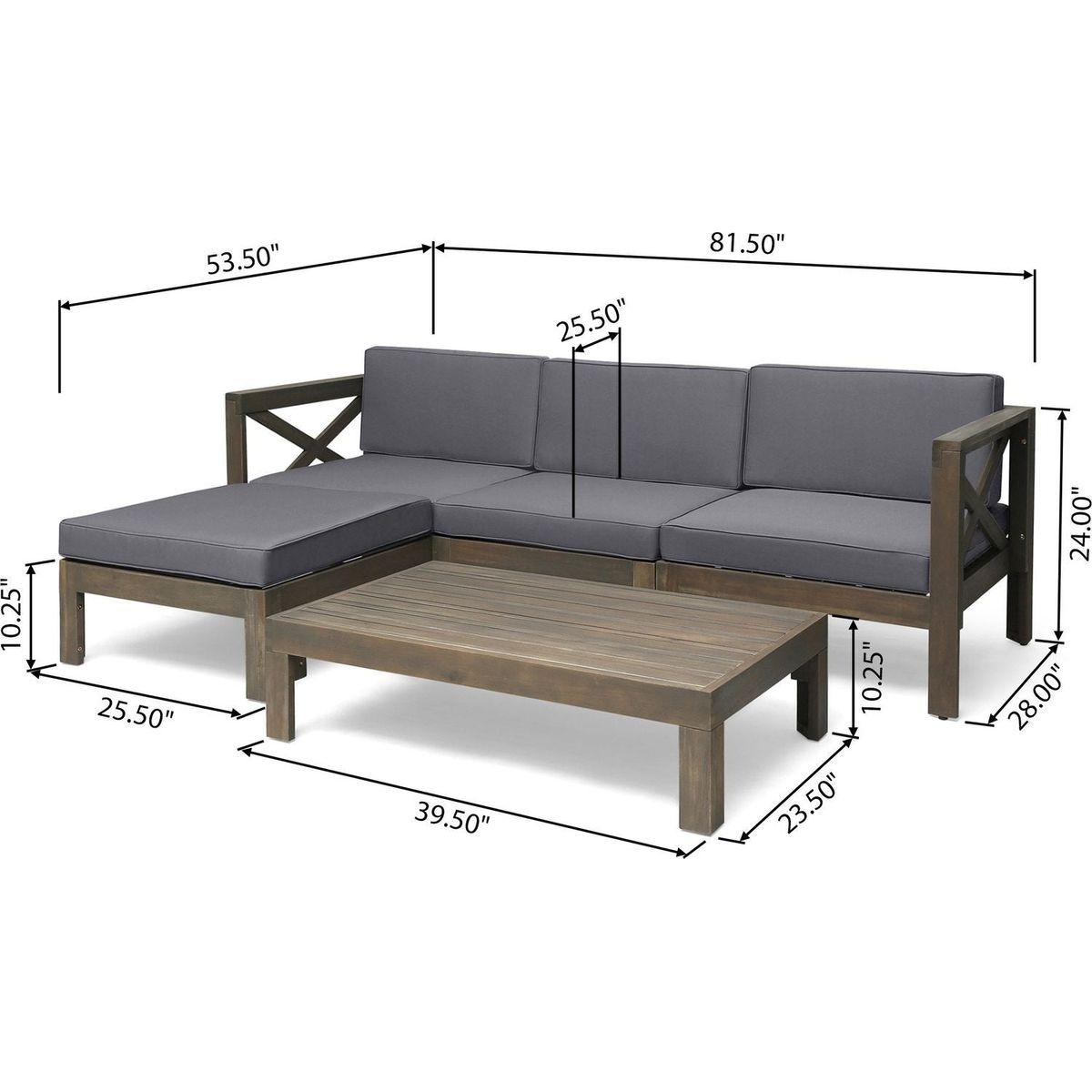 ALCOVE LSHAPE SOFA SET, DARK GREY