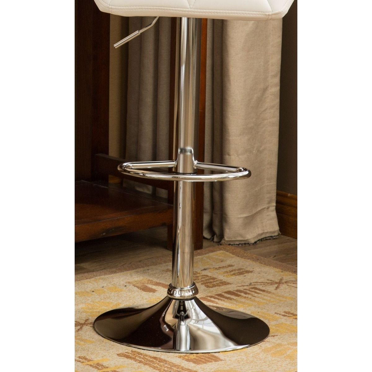 Glasgow Contemporary Tufted Adjustable Height Hidraulic Bar Stools, Set of 2, White