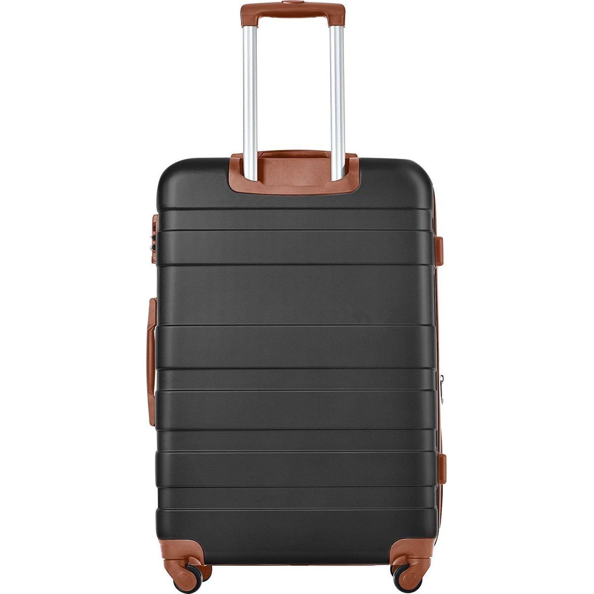 Luggage Sets New Model Expandable ABS Hardshell 3pcs Clearance Luggage Hardside Lightweight Durable Suitcase sets Spinner Wheels Suitcase with TSA Lock 20"24"28"(black and brown)