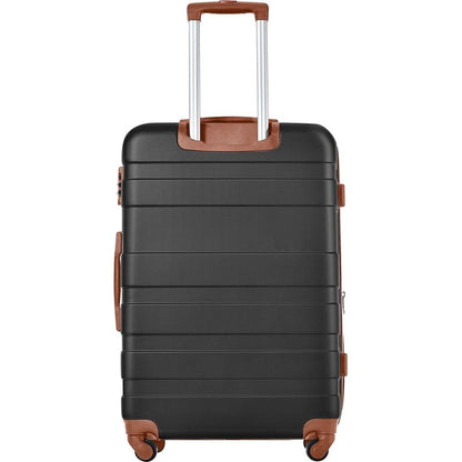 Luggage Sets New Model Expandable ABS Hardshell 3pcs Clearance Luggage Hardside Lightweight Durable Suitcase sets Spinner Wheels Suitcase with TSA Lock 20"24"28"(black and brown)
