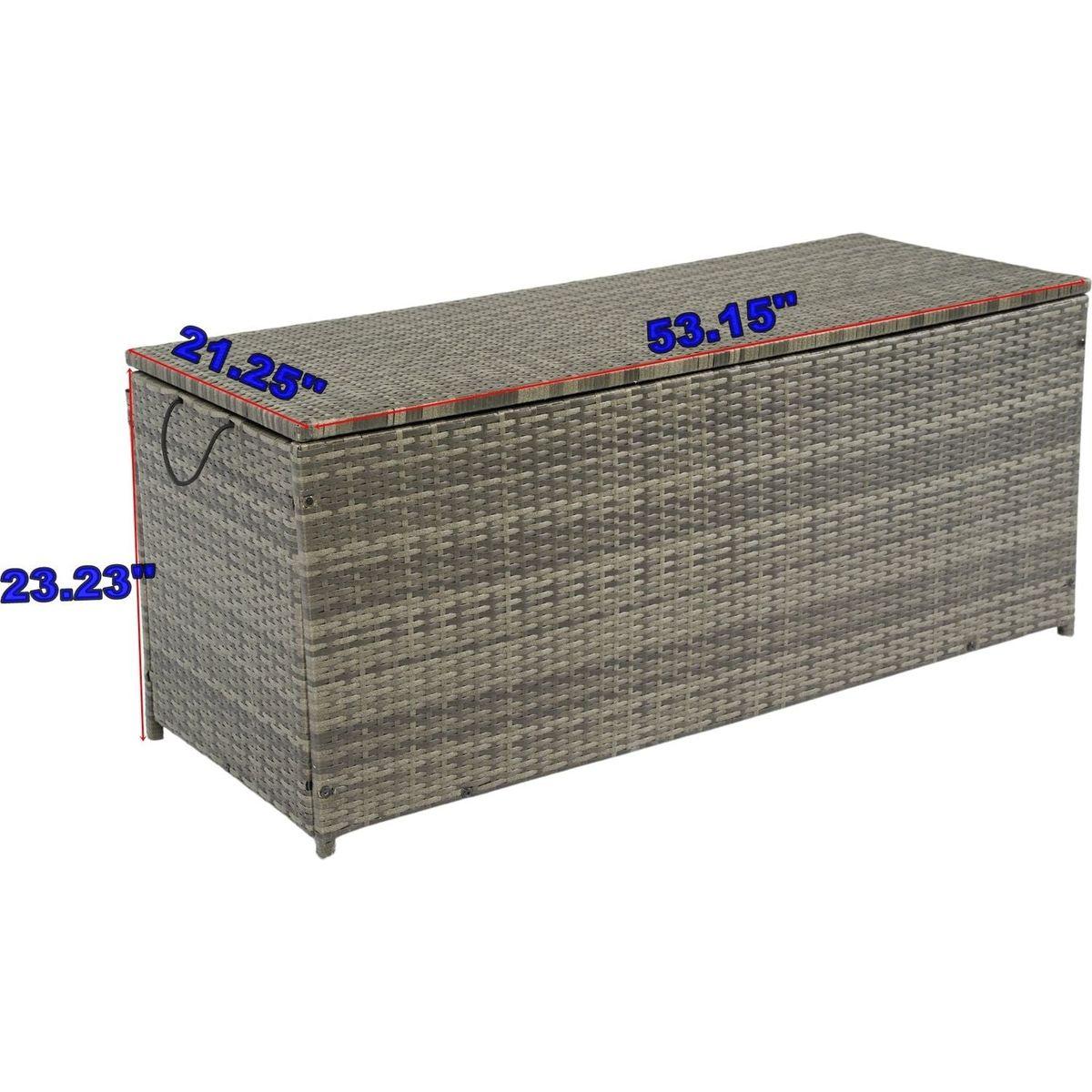 Outdoor Storage Box, 113 Gallon Wicker Patio Deck Boxes with Lid, Outdoor Cushion Storage for Kids Toys, Pillows, Towel Grey Wicker