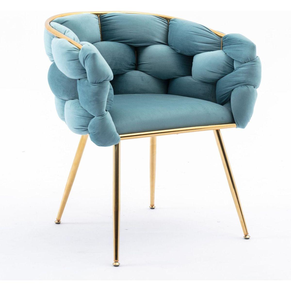 Luxury modern simple leisure velvet single sofa chair bedroom lazy person household dresser stool manicure table back chair blue
