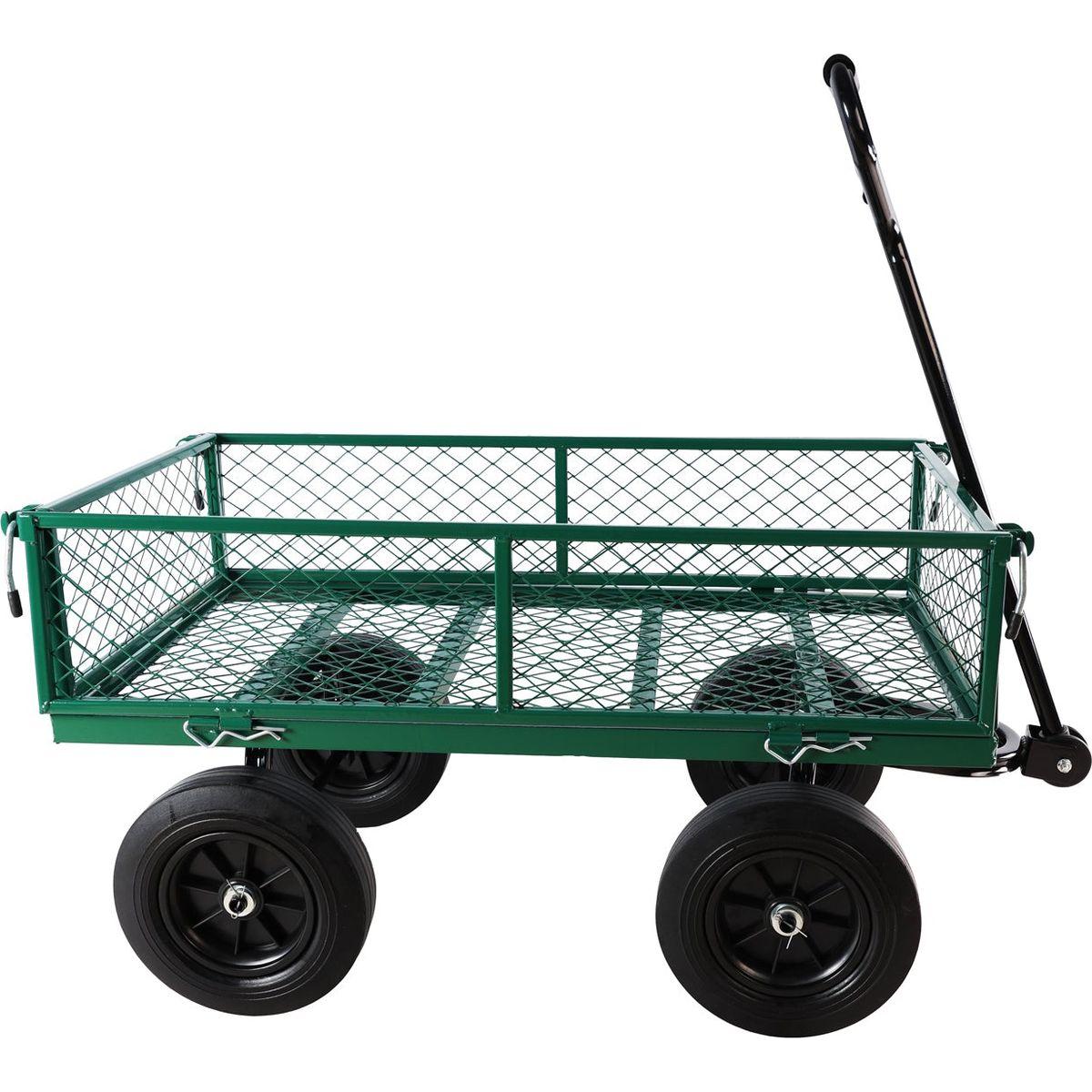 (Green solid wheels wagon cart) Solid wheels Tools cart Wagon Cart Garden cart trucks make it easier to transport firewood