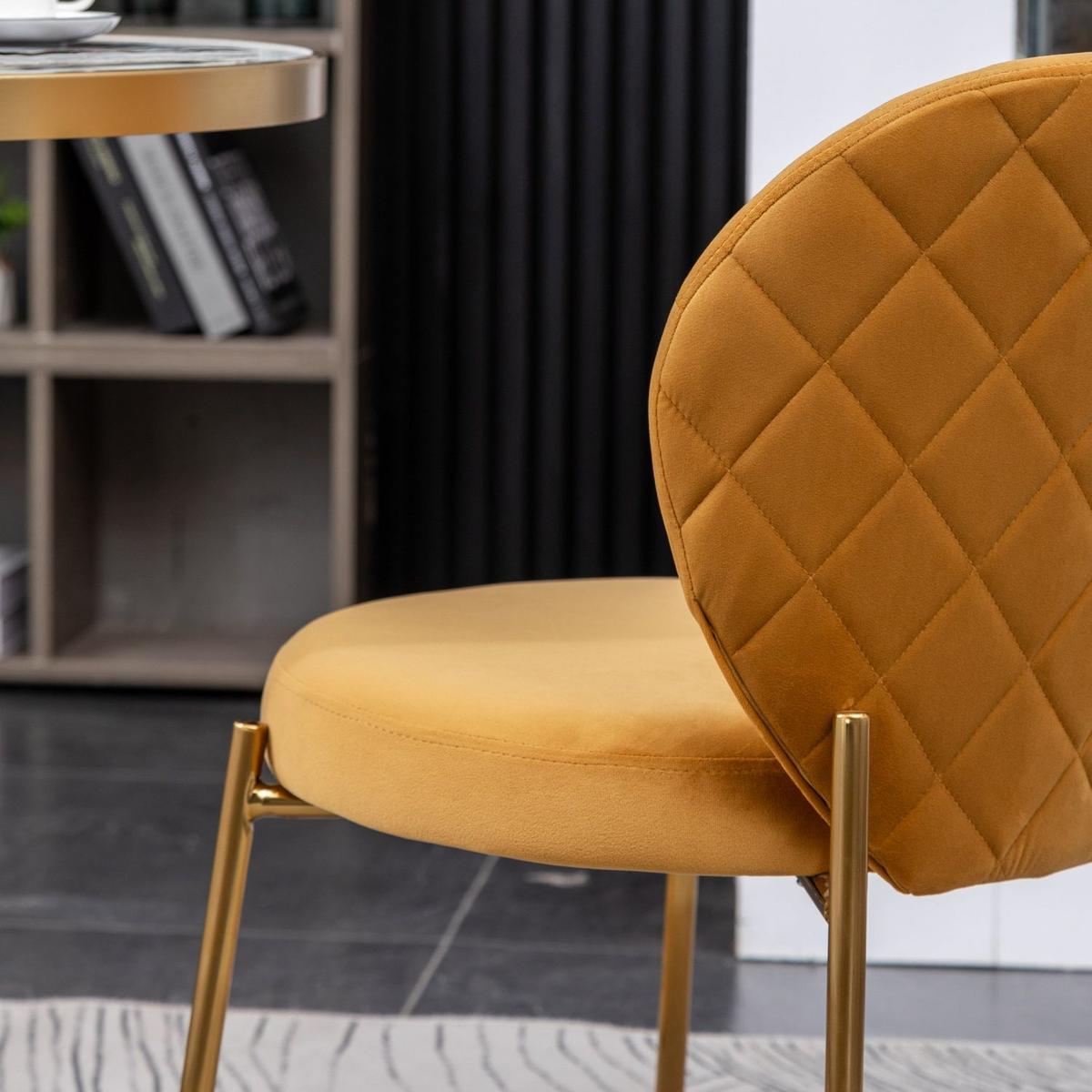 Amoa Contemporary Velvet Upholstery Dining Chair, Yellow