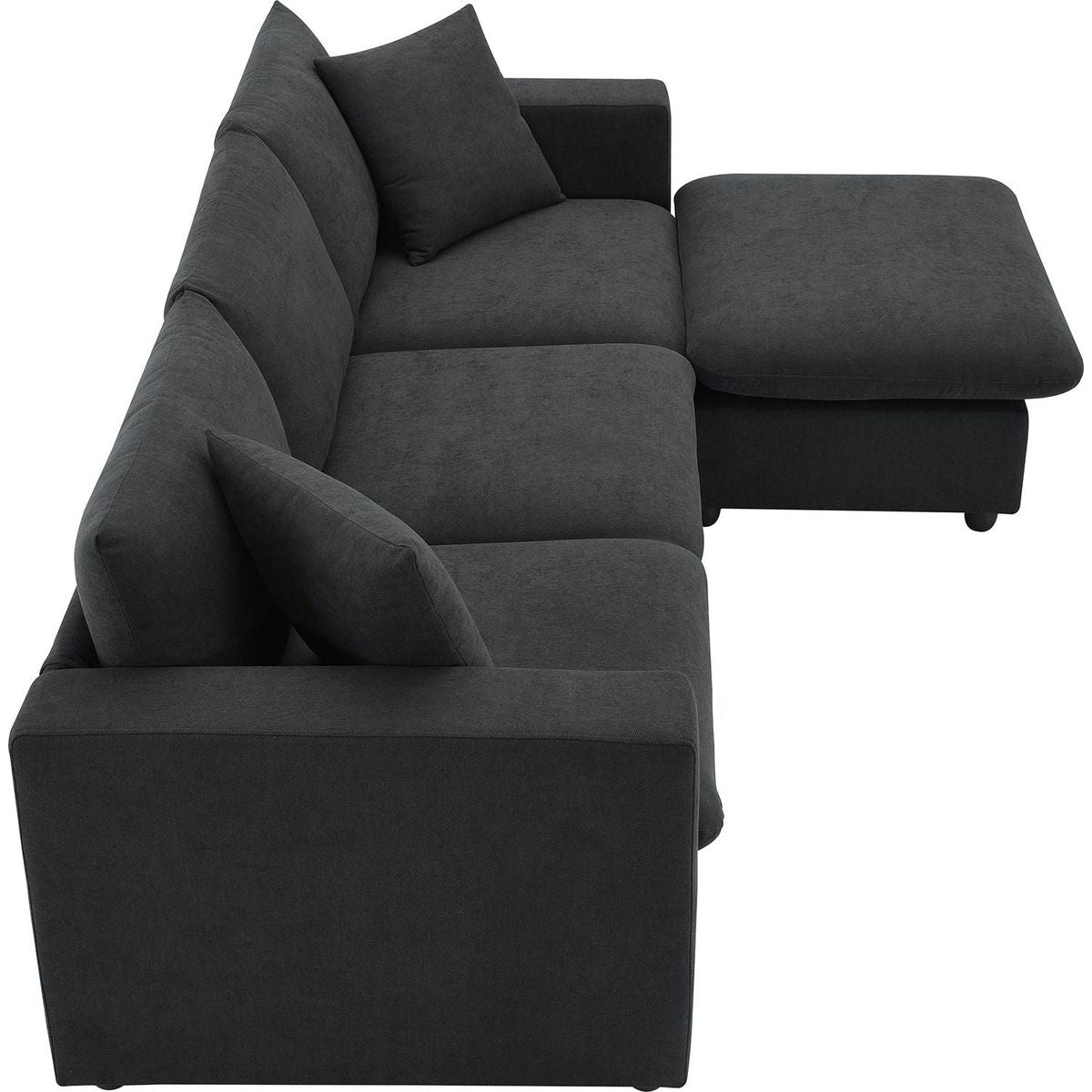 100.4x64.6" Modern Sectional Sofa,L-shaped Couch Set with 2 Free pillows,4-seat Polyester Fabric Couch Set with Convertible Ottoman for Living Room, Apartment, Office,4 Colors