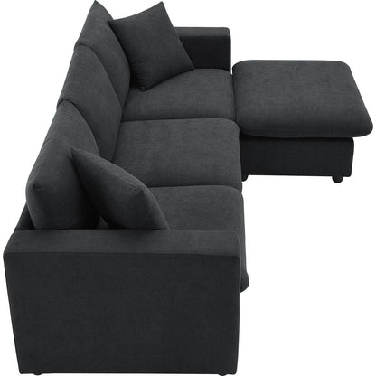 100.4x64.6" Modern Sectional Sofa,L-shaped Couch Set with 2 Free pillows,4-seat Polyester Fabric Couch Set with Convertible Ottoman for Living Room, Apartment, Office,4 Colors