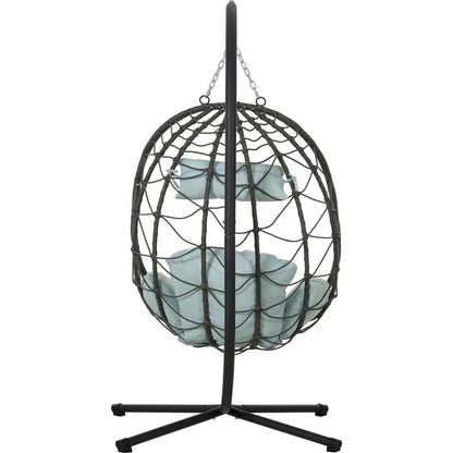 Egg Chair with Stand Indoor Outdoor Swing Chair Patio Wicker Hanging Egg Chair Hanging Basket Chair with Stand for Bedroom Living Room Balcony