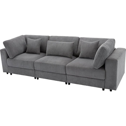 105" 3 Seater Sofa with Removable Back Cushions and 5 Pillows, for Living Room, Apartment, Spacious Space