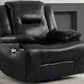 360 Swivel and Rocking Home Theater Recliner Manual Recliner Chair with a LED Light Strip for Living Room,Bedroom, Black