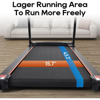 NEW Home Folding Treadmill with Pulse Sensor, 2.5 HP Quiet Brushless Motor, 7.5 MPH, 300LBS Weight Capacity Walking Jogging Machine with 3 Level Incline 12 Preset Programs for Home Gym