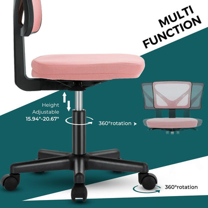 Armless Desk Chair Small Home Office Chair with Lumbar Support