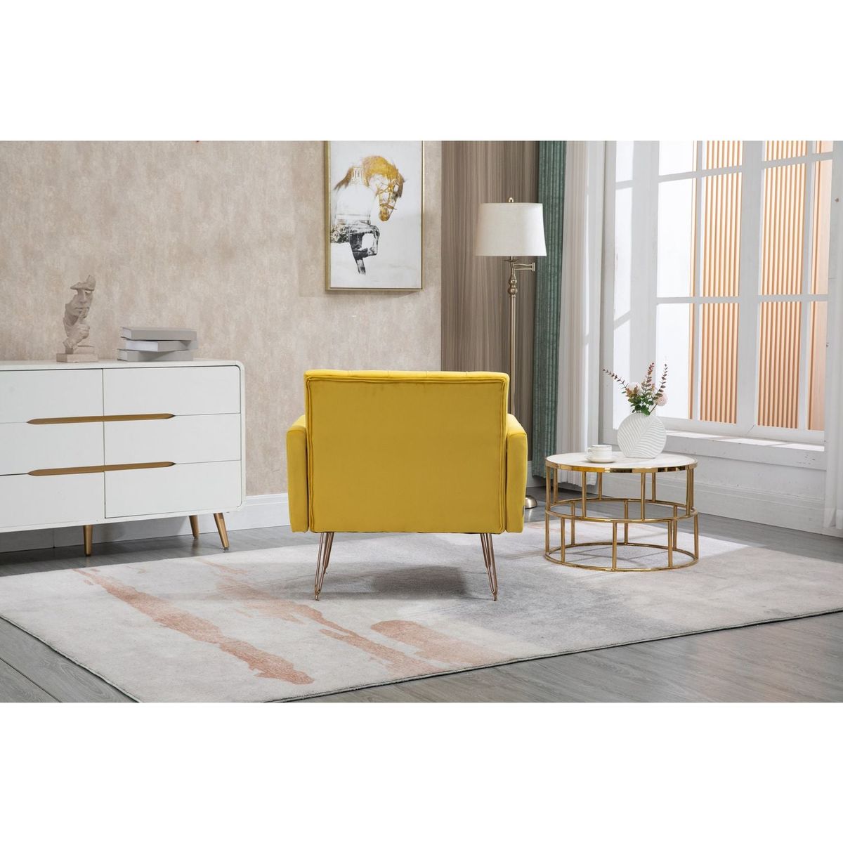 Accent Chair, leisure single sofa with Rose Golden feet