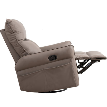 Rocking Recliner Chair,360 Degree Swivel Nursery Rocking Chair,Glider Chair,Modern Small Rocking Swivel Recliner Chair for Bedroom,Living Room Chair Home Theater Seat,Side Pocket(Brown)