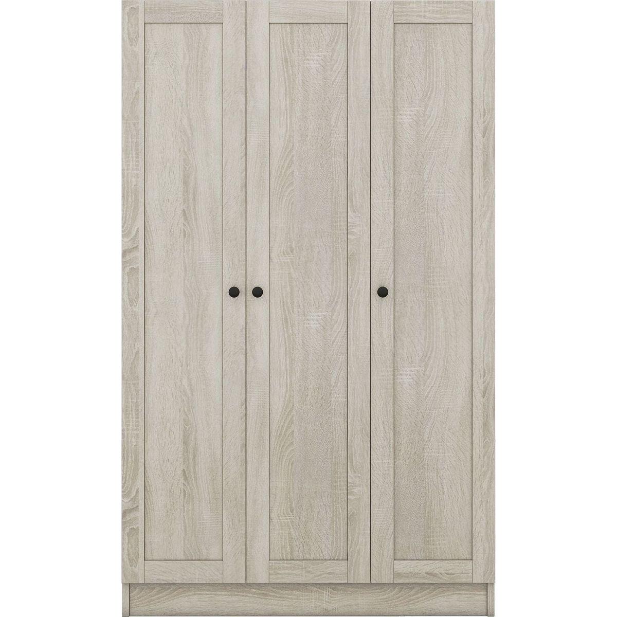 3-Door Shutter Wardrobe with shelves, Gray