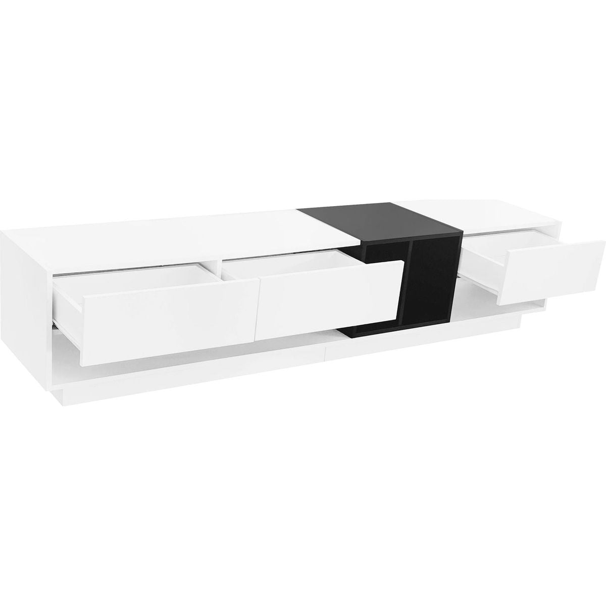 Sleek and Stylish TV Stand with Perfect Storage Solution, Two-tone Media Console for TVs Up to 80", Functional TV Cabinet with Versatile Compartment for Living Room, White