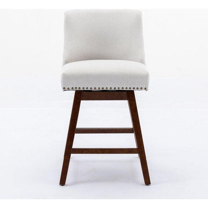 Counter Height Swivel Barstools, 26" H Seat Height Upholstered Bar Stools Set of 2, Fabric in Ivory - Streamdale Furniture