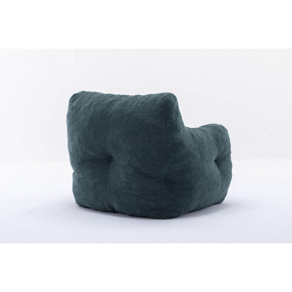 Soft Tufted Foam Bean Bag Chair With Teddy Fabric Green