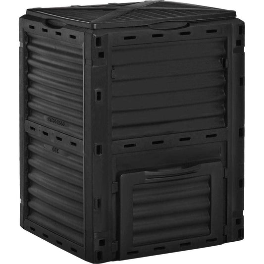 Garden Compost Bin 80 Gallon Outdoor Large Capacity Composter Fast Create Fertile Soil Aerating Box, Easy Assembly, Black