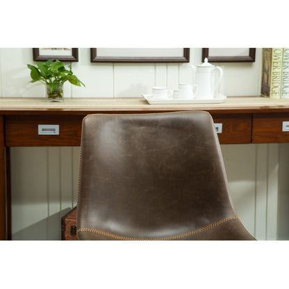 Lotusville Vintage PU Leather Dining Chairs, Set of 2, Antique Brown