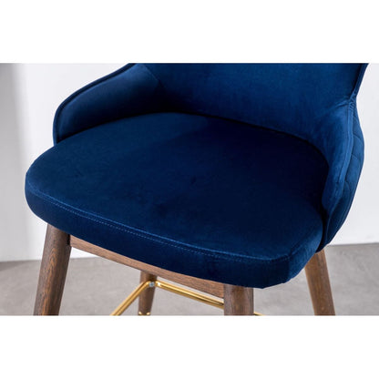 Leland Fabric Upholstered Counter Height Wingback Stools, Set of 2, Blue