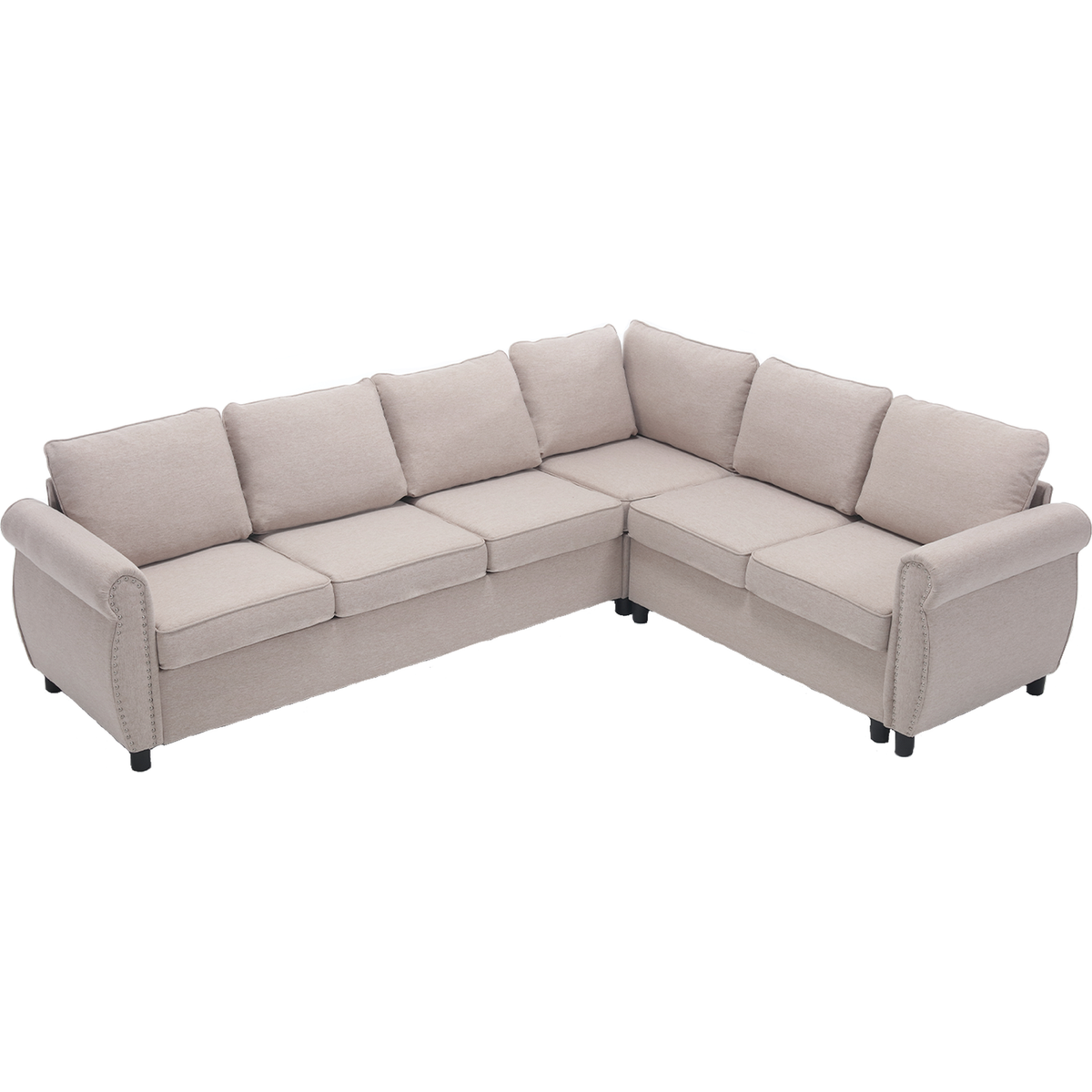 Sleeper Sofa, 2 in 1 Pull Out Couch Bed,6 seater sofa bed, L Shaped Sleeper Sectional Sofa Couch,Riveted sofa,104" Large combined sofa Bed in living room, Beige