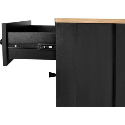 Functional Entryway Organizer with 2 Flip Drawers, Wood Grain Pattern Top Shoe Cabinet with Drawer, Free Standing Shoe Rack with Adjustable Panel for Hallway, Black