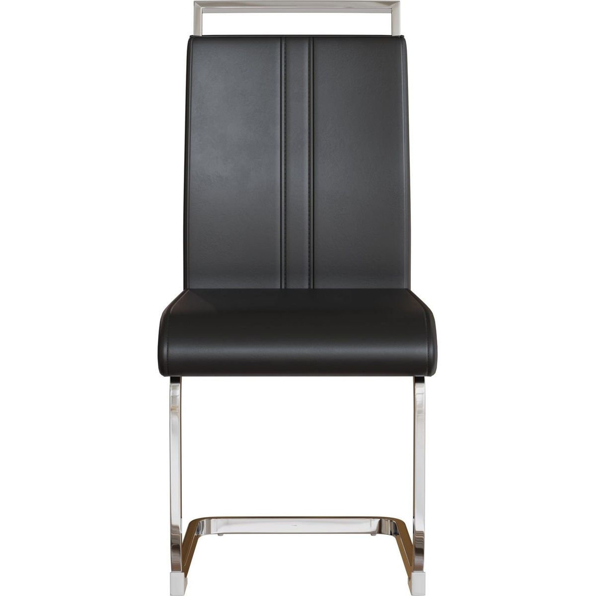 Modern Dining Chairs,PU Faux Leather High Back Upholstered Side Chair with C-shaped Tube plating Metal Legs for Dining Room Kitchen Vanity Patio Club Guest Office Chair (Set of 4) (Black+PU Leather)