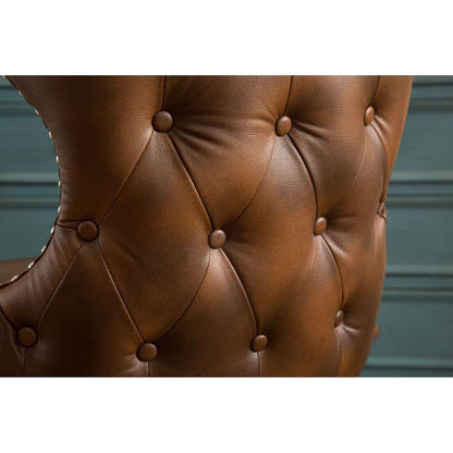 Viking Tufted Button Back barrel chair with Nailhead, Brown