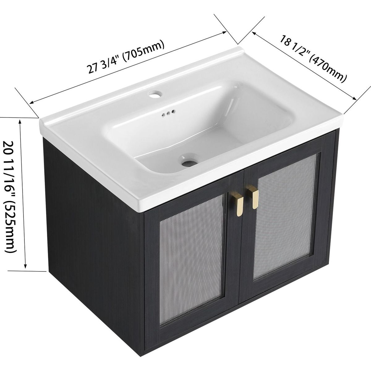 28 Inch Wall-Mounted Bathroom Vanity With Sink, For Small Bathroom (KD-Packing)