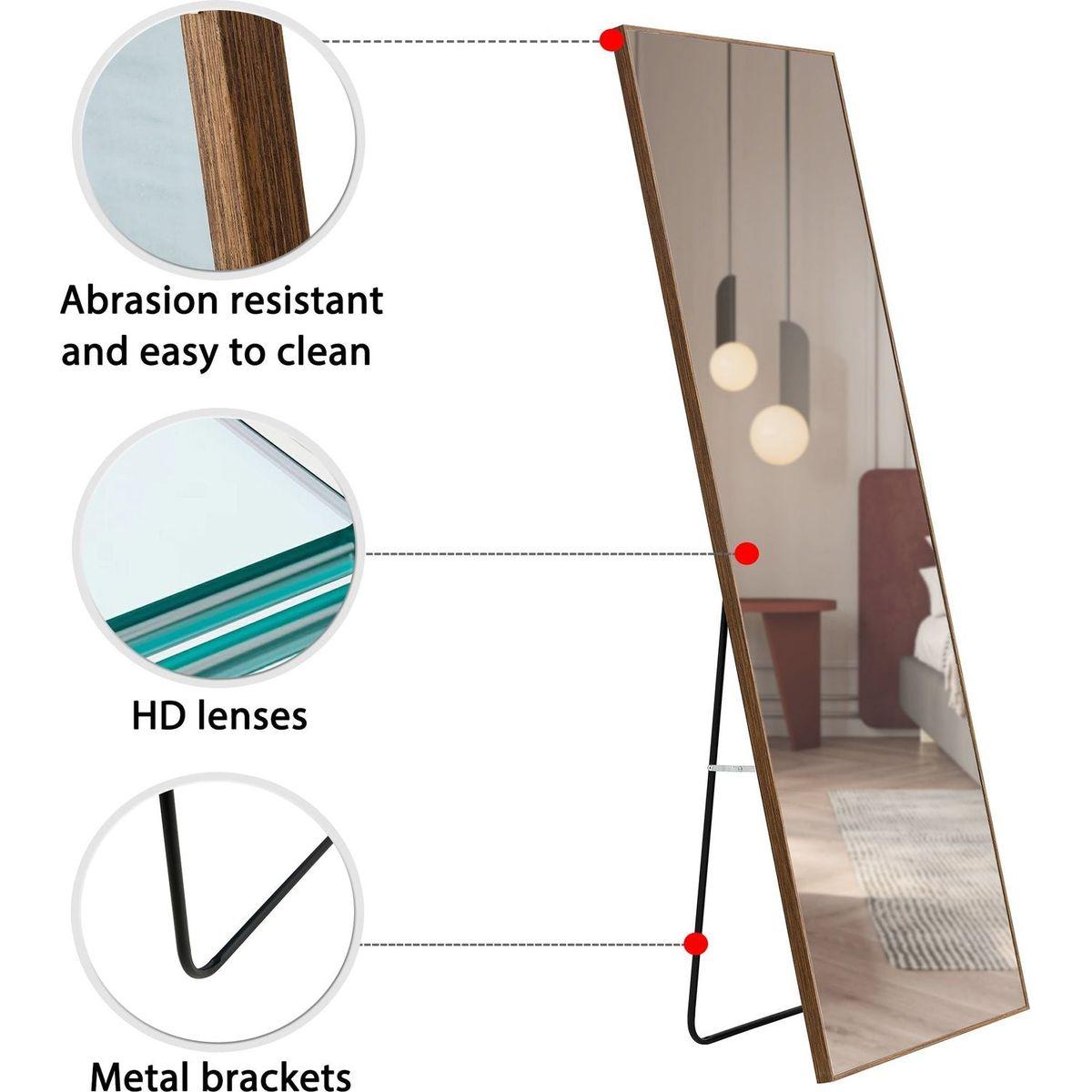 4rd generation packaging upgrade brown solid wood frame full body mirror, dressing mirror, decorative mirror, clothing store, floor standing mirror.