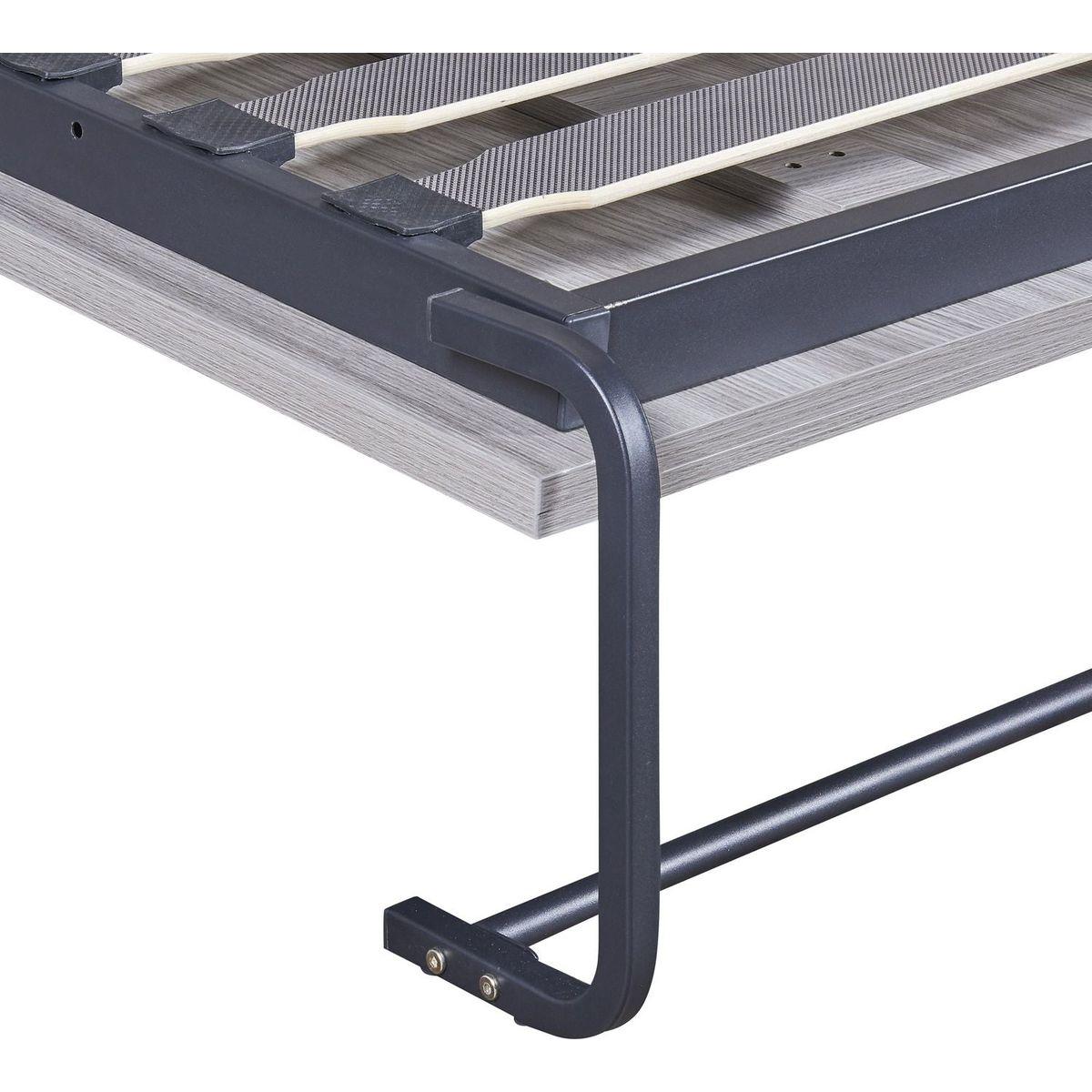 Full Size Murphy Bed with Storage Shelves and Drawers, Gray