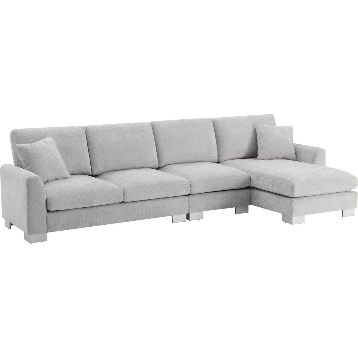 119x55" Modern Oversized Sectional Sofa,L-shaped Luxury Couch Set with 2 Free pillows,5-seat Chenille Indoor Furniture with Chaise for Living Room,Apartment,Office,2 Colors