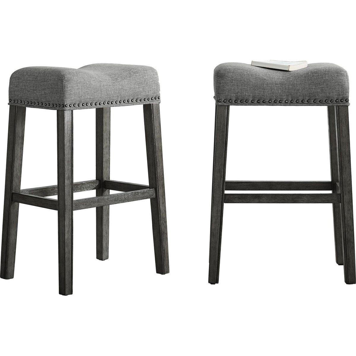 CoCo Upholstered Backless Saddle Seat Bar Stools 29" height Set of 2, Gray
