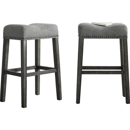 CoCo Upholstered Backless Saddle Seat Bar Stools 29" height Set of 2, Gray