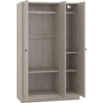 3-Door Shutter Wardrobe with shelves, Gray