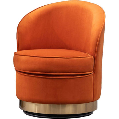 Wania Contemporary Velvet Swivel Chair, Orange