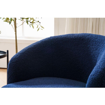 Teddy Fabric Swivel Accent Armchair Barrel Chair With Black Powder Coating Metal Ring,Dark Blue