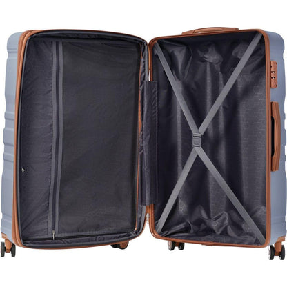 Luggage Sets New Model Expandable ABS Hardshell 3pcs Clearance Luggage Hardside Lightweight Durable Suitcase sets Spinner Wheels Suitcase with TSA Lock 20"24"28"(blue and brown)