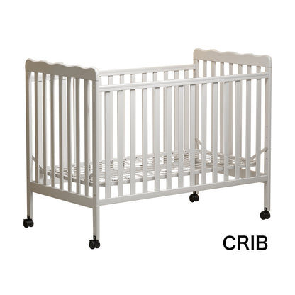 3-In-1 Convertible Crib In Storm Grey, Made Of Sustainable Pinewood, Non-Toxic Finish, Comes With Locking Wheels, Wooden Nursery Furniture