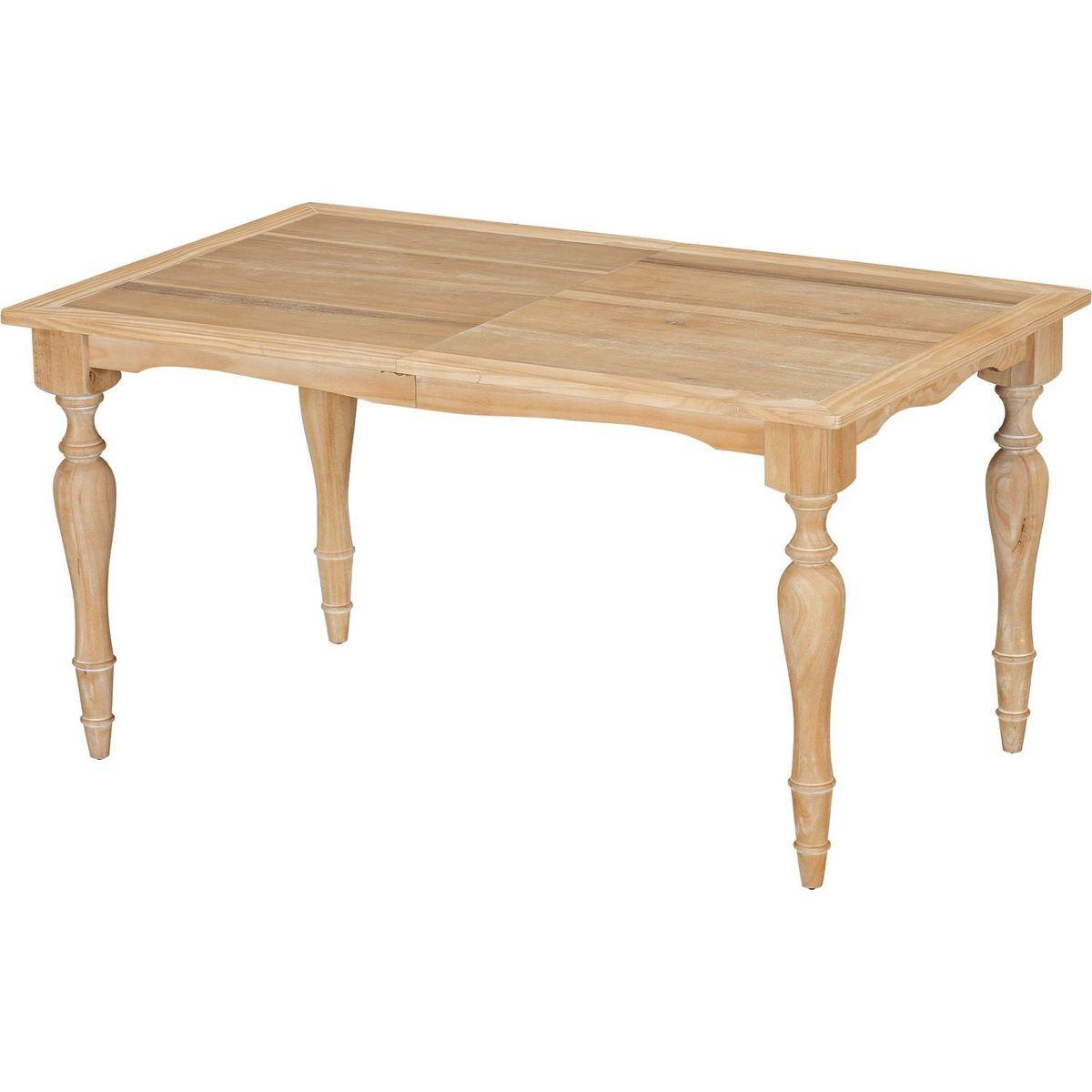 TOPMAX Vintage Traditional 82.7inch Extendable Dining Table with 23.6inch Removable Leaf, Natural