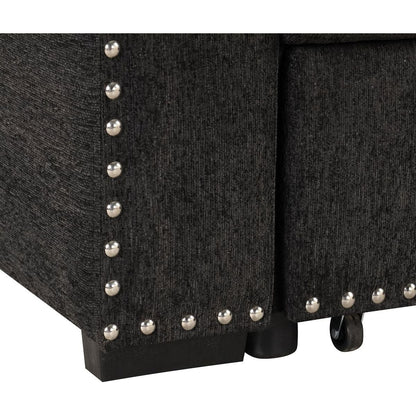 83.8" Reversible Sectional Pull-Out Sofa Bed L-Shaped Corner Sofa Couch with Storage Chaise, USB Ports, Power Sockets, Cup Holder for Living Room, Bedroom, Study, Black
